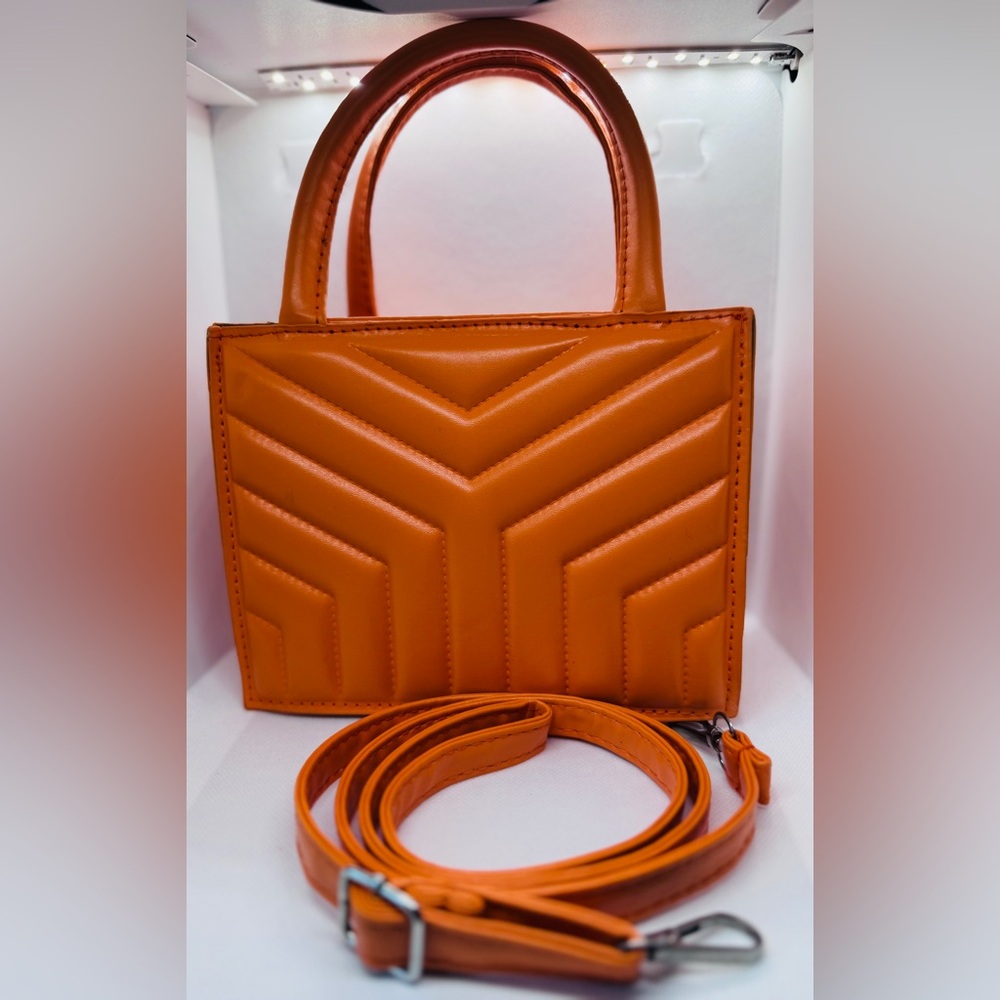 Orange Quilted Crossbody Tote - Women - Picture 1 of 6